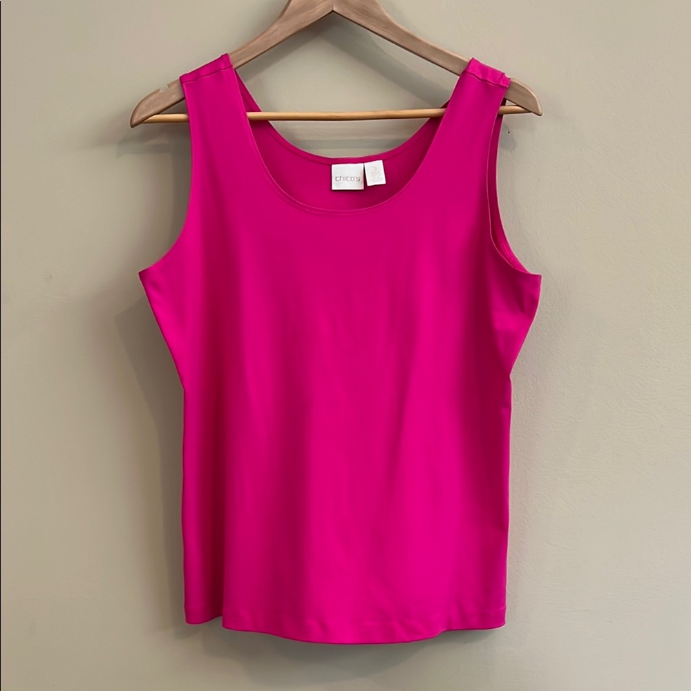 Chico's Hot Pink Sleeveless Stretch Tank Top Chico’s size 3
